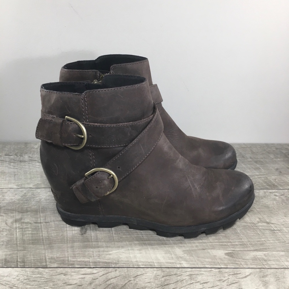 Sorel Womens NL3761 Joan of Arctic Wedge II Waterproof Leather Buckle Boots 11